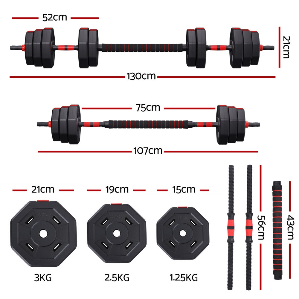 Everfit 40kg Adjustable Dumbbell Barbell Set Weight Plates Home Workout-1