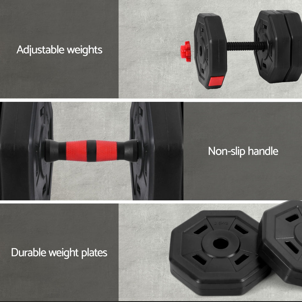 Everfit 40kg Adjustable Dumbbell Barbell Set Weight Plates Home Workout-5
