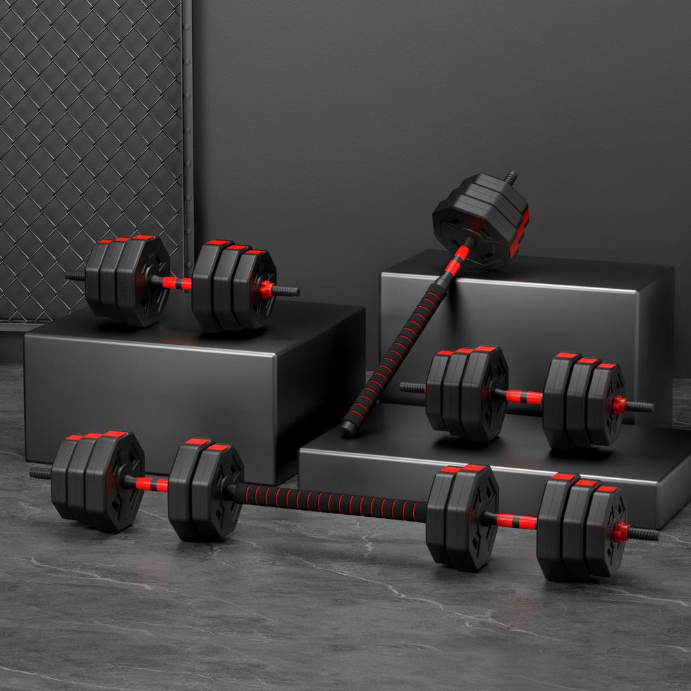 Everfit 40kg Adjustable Dumbbell Barbell Set Weight Plates Home Workout-6