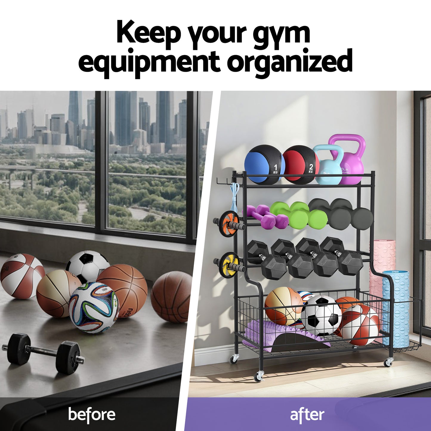 Everfit Dumbbell Rack Weight Rack for Dumbbells Home Gym Storage Black-4