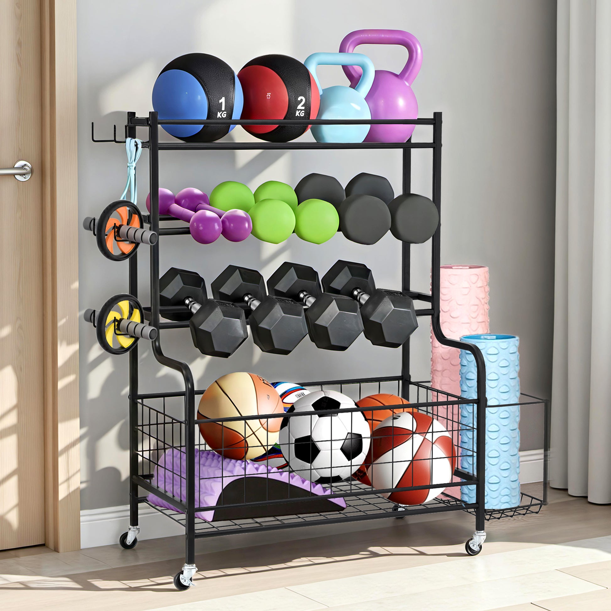 Everfit Dumbbell Rack Weight Rack for Dumbbells Home Gym Storage Black-6
