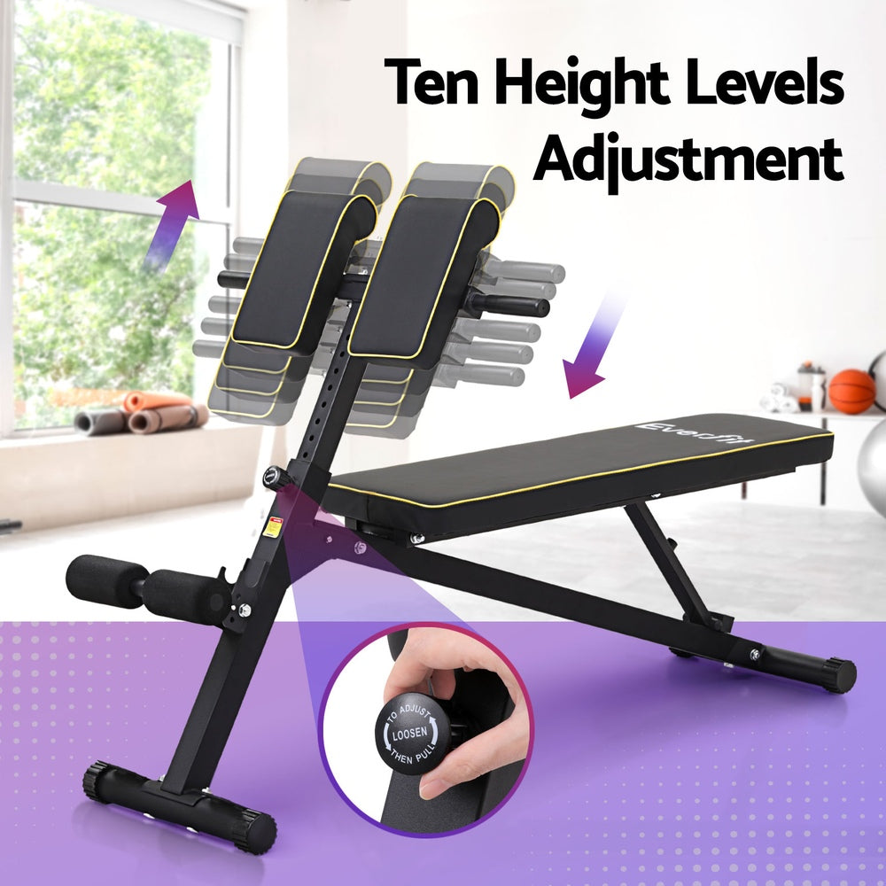 Everfit Roman Chair Adjustable Weight Bench Strength Training Preacher Curls-4