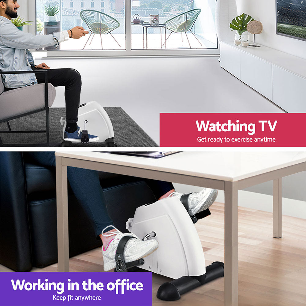 Everfit Pedal Exerciser Mini Exercise Bike Cross Trainer Under Desk Bike White-3