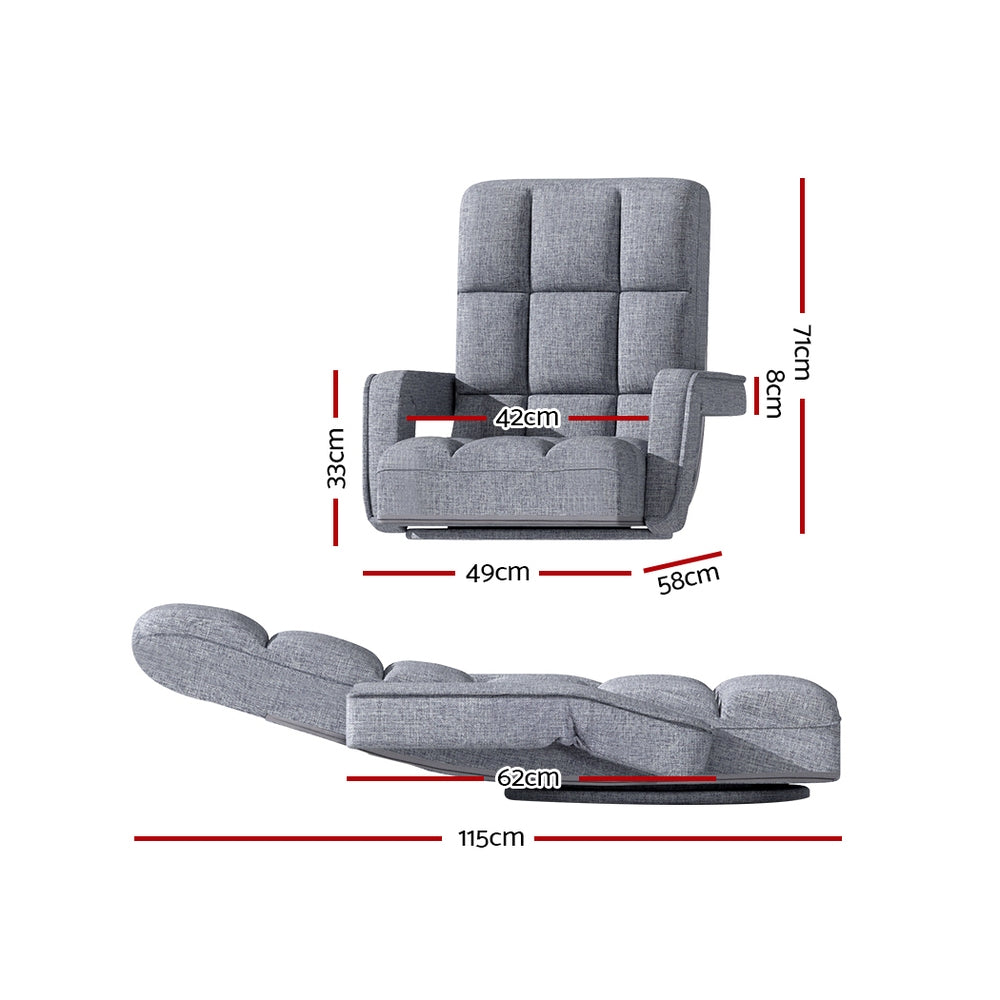 Artiss Floor Lounge Sofa Bed Swivel Grey-1