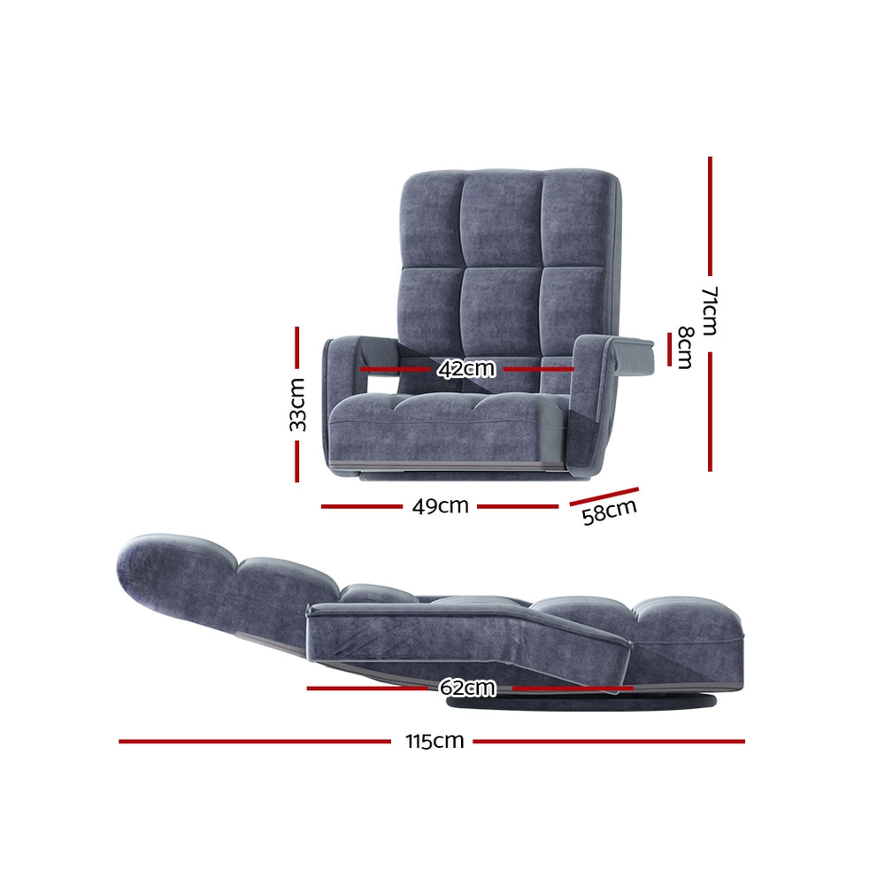 Artiss Floor Lounge Sofa Bed Swivel Charcoal-1