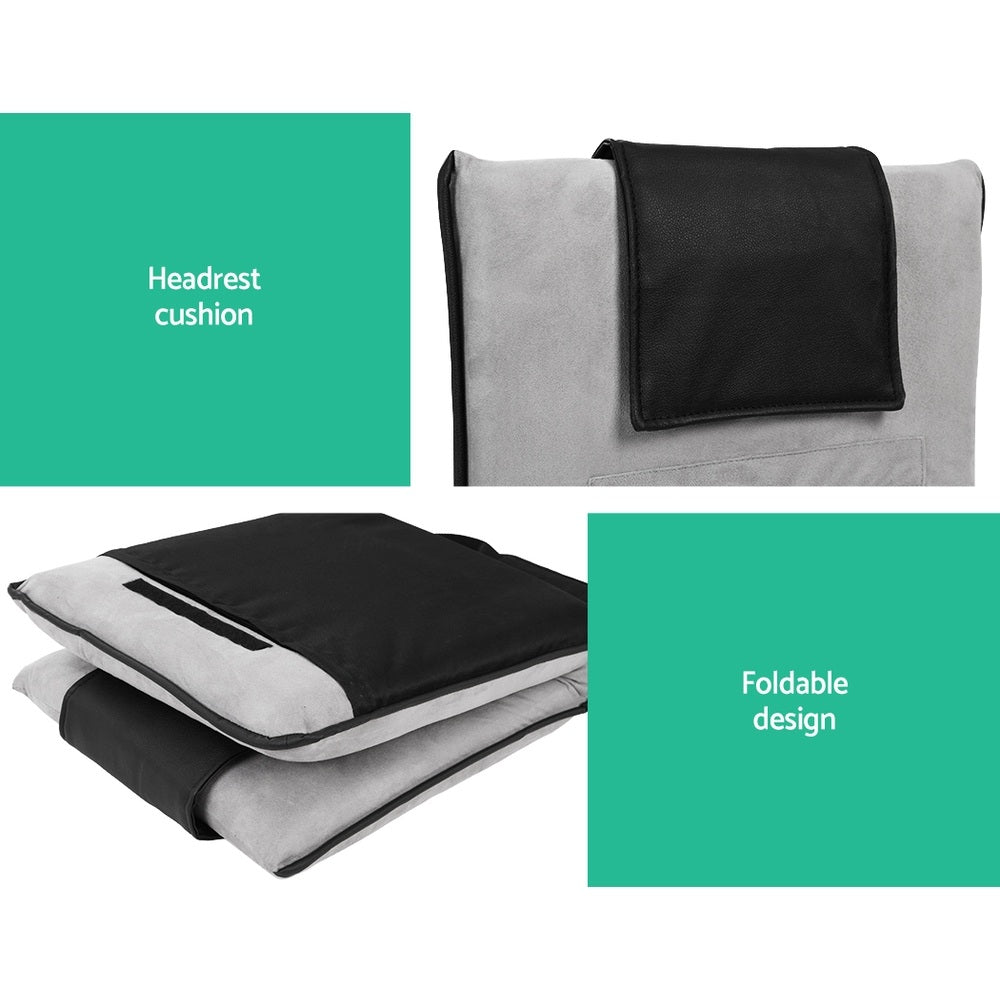 Artiss 4X Floor Lounge Sofa Bed Floor Cushion Velvet Grey-3