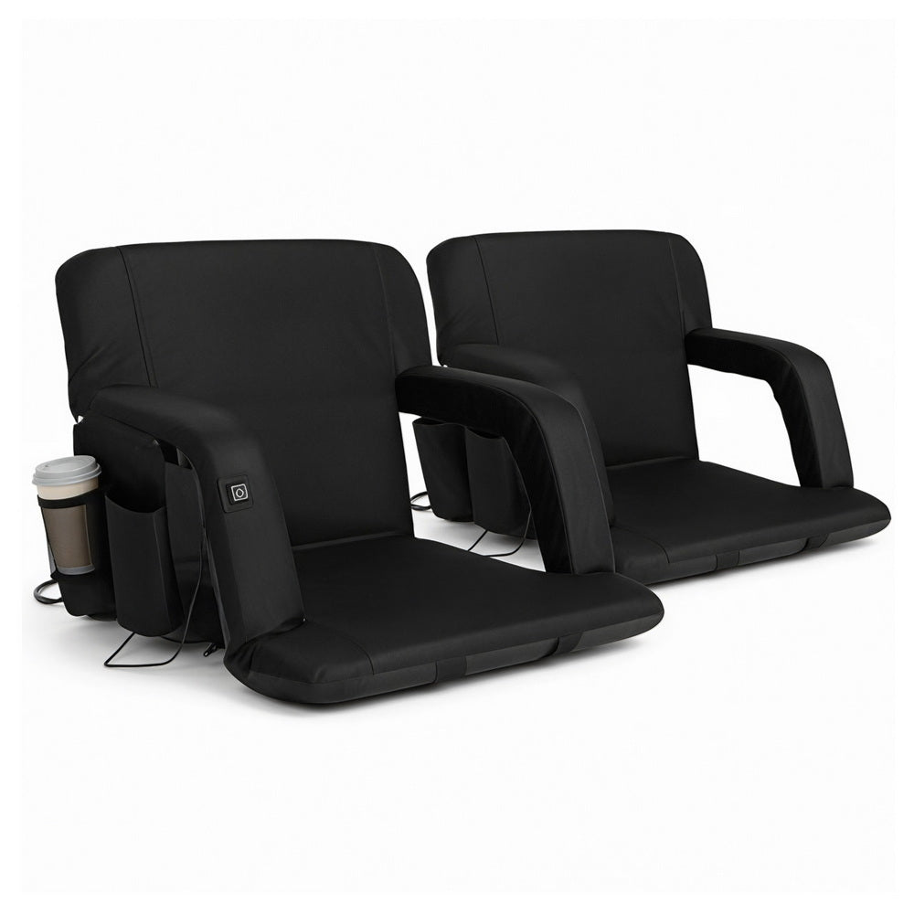 Artiss 2X Floor Lounge Sofa Bed With Armrest Heated Cushion-0