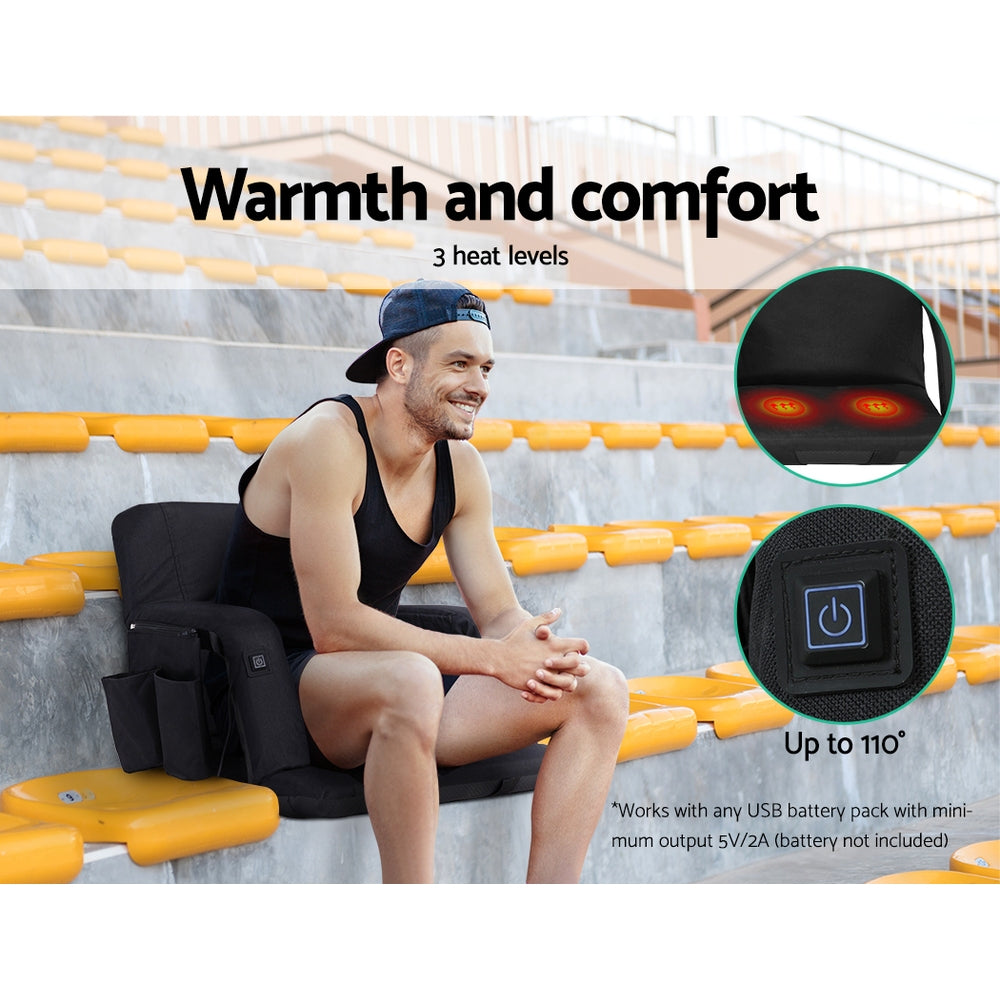 Artiss 2X Floor Lounge Sofa Bed With Armrest Heated Cushion-3