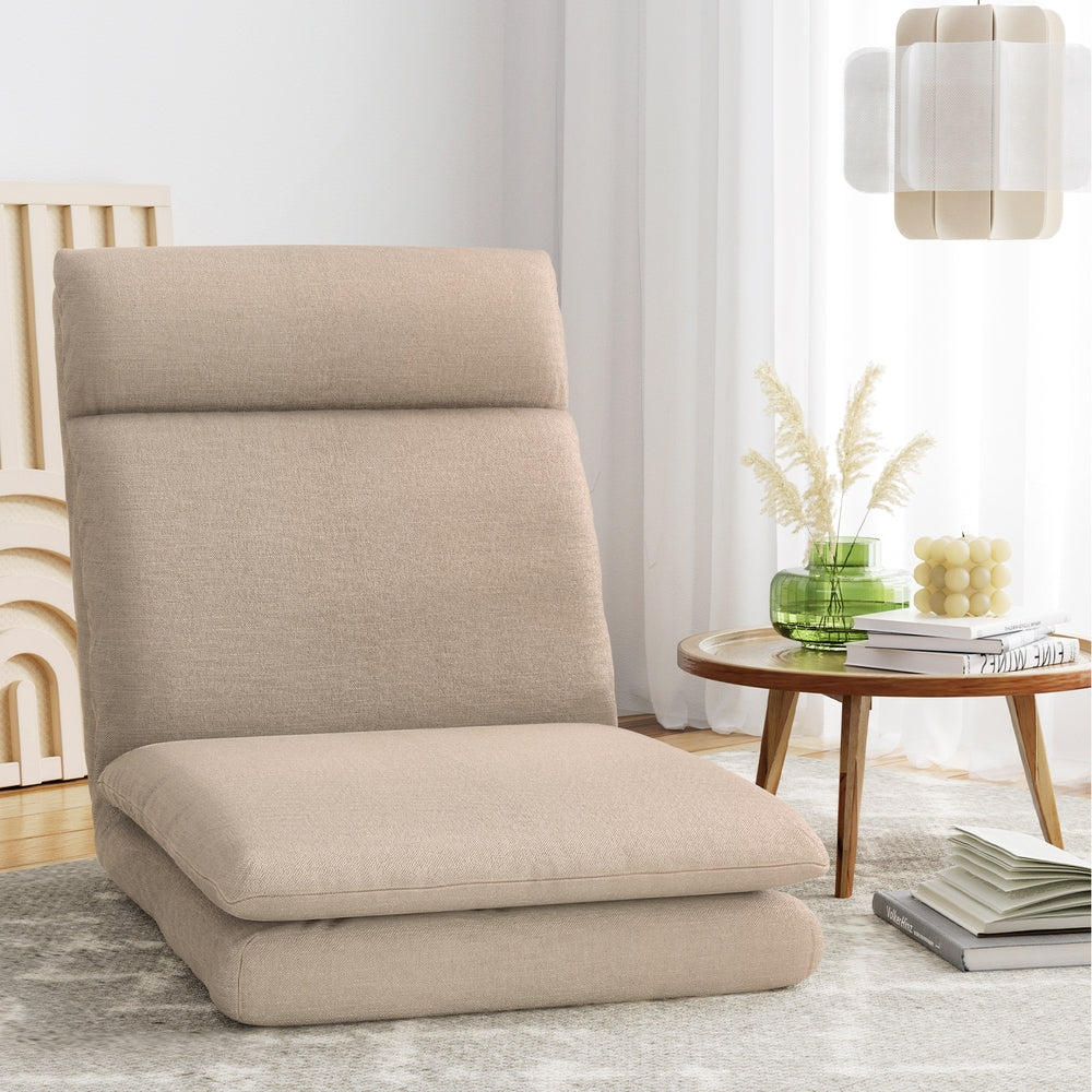 Artiss Floor Chair Sofa 1 Seater Linen Beige-6