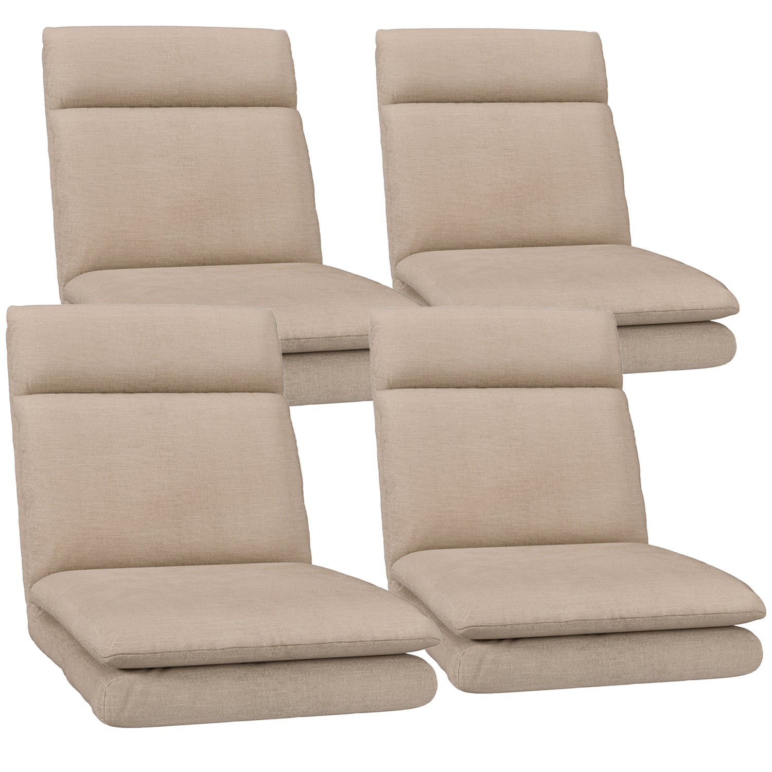 Artiss 4XFloor Chair Sofa Linen Beige-0