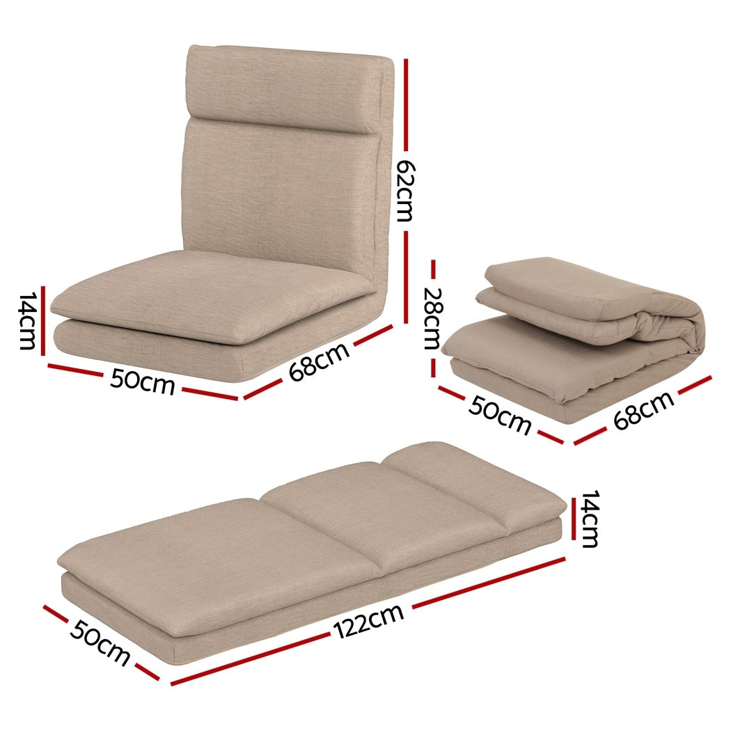 Artiss 4XFloor Chair Sofa Linen Beige-1