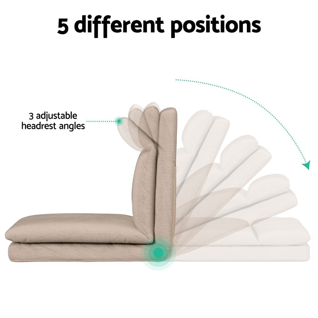 Artiss 4XFloor Chair Sofa Linen Beige-4