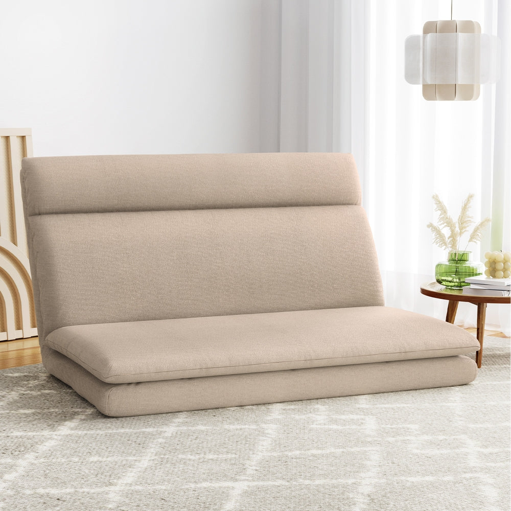 Artiss Floor Chair Sofa 2 Seater Linen Beige-6