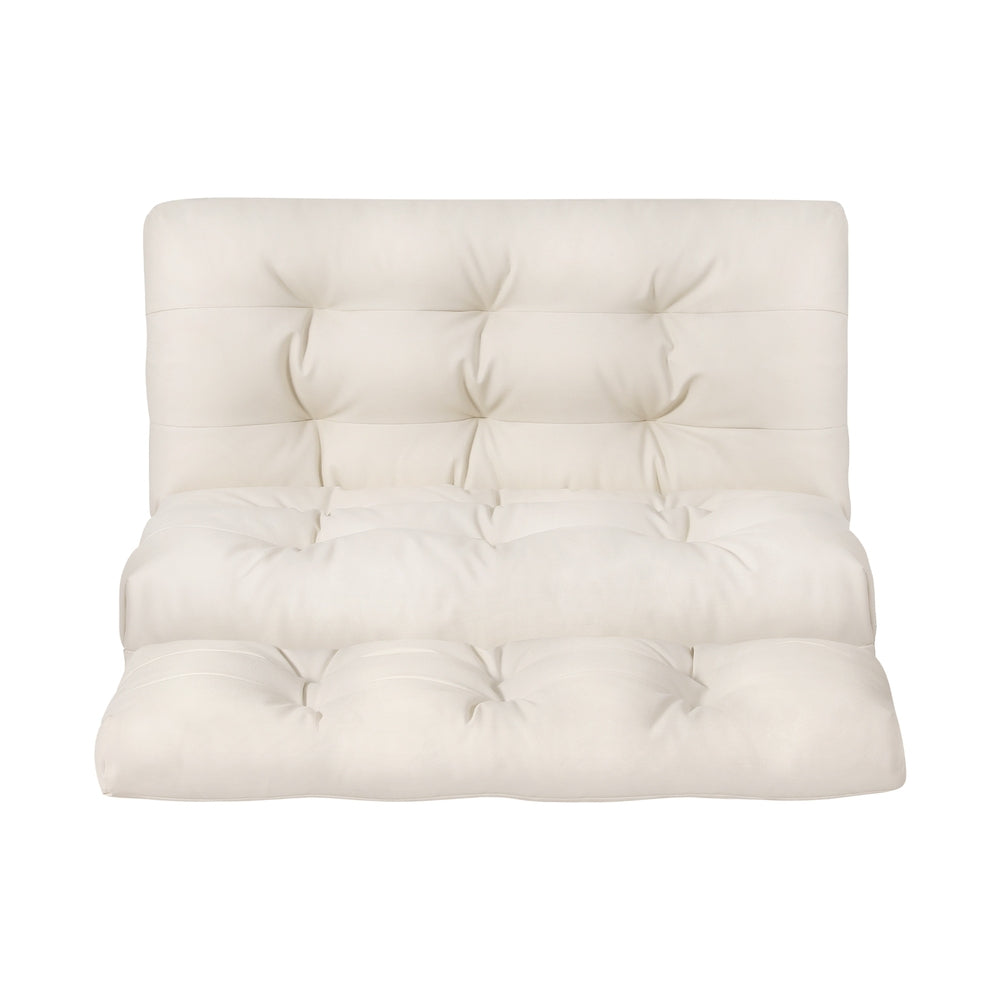 Artiss Floor Lounge Sofa Bed 2 Seater Pillow Leather White-2