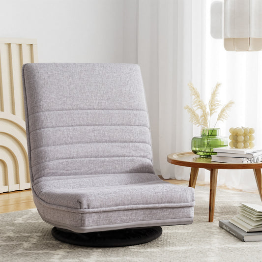 Ariss Swivel Floor Chair 360 Adjustable Foldable Lounge Seat Floor Sofa Chair Grey-0
