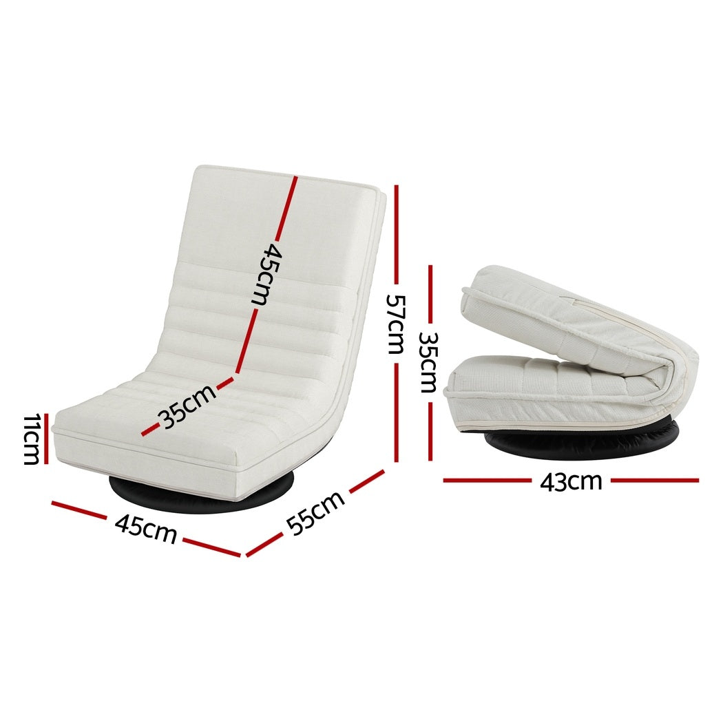 Artiss 4XFloor Chair Lounge Sofa Swivel Foldable Linen White-1