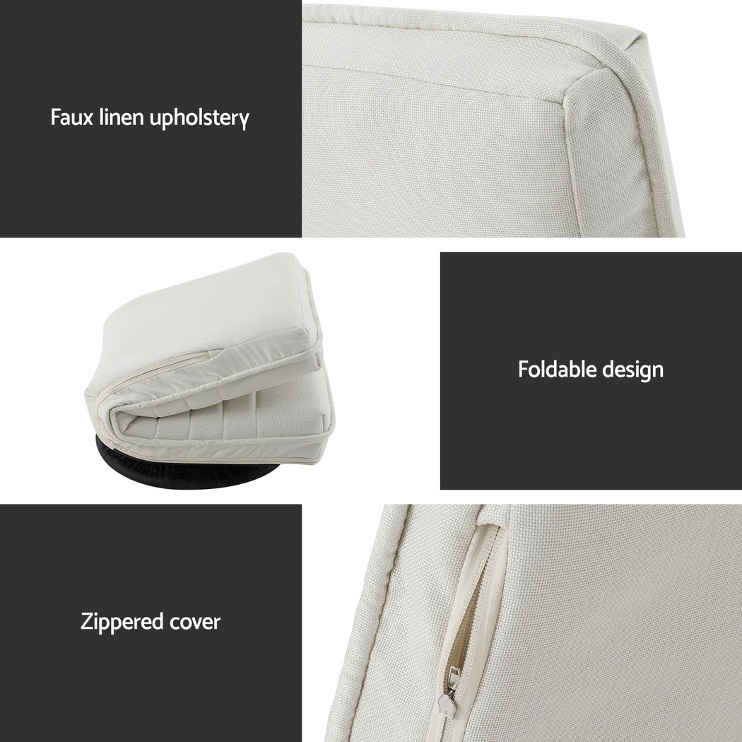 Artiss 4XFloor Chair Lounge Sofa Swivel Foldable Linen White-5