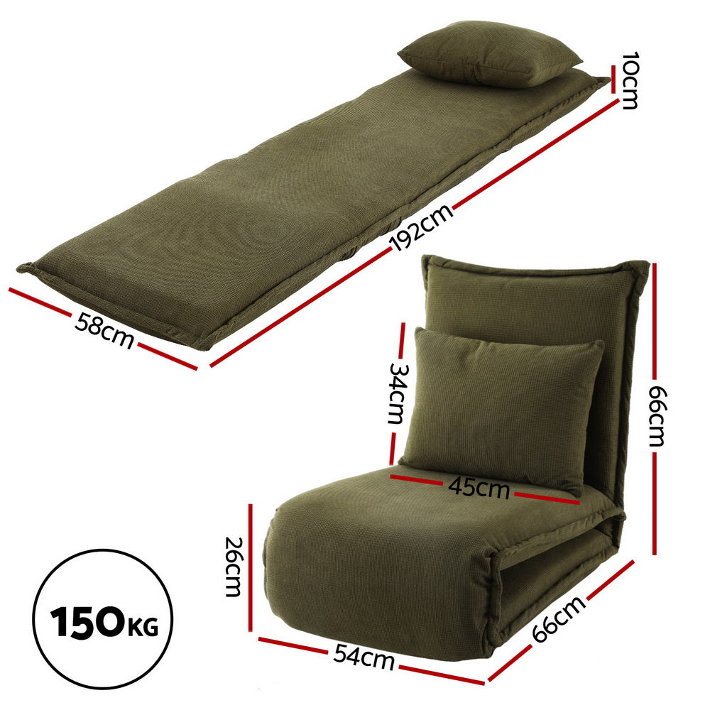 Artiss Floor Lounge Sofa Bed Foldable Green-1