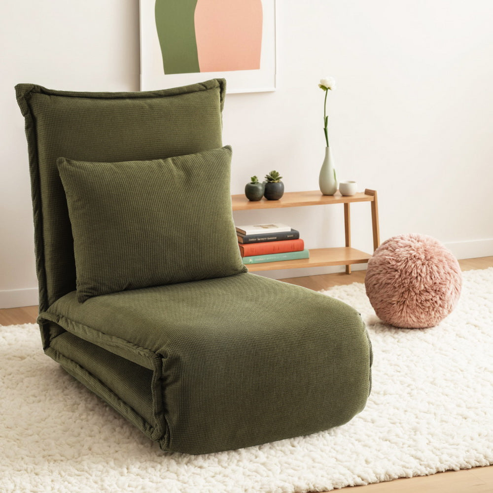 Artiss Floor Lounge Sofa Bed Foldable Green-6