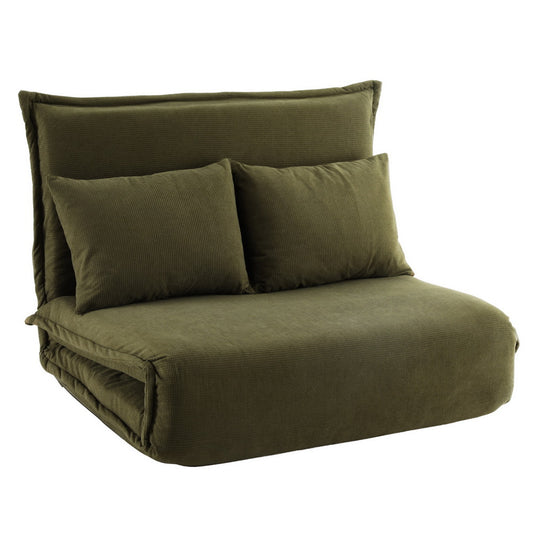 Artiss Floor Lounge Sofa Bed Foldable 2 Seater Green-0