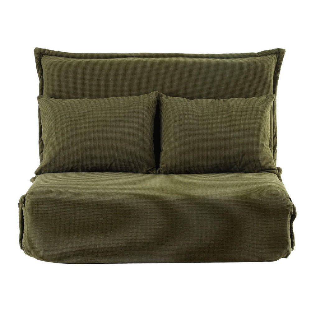 Artiss Floor Lounge Sofa Bed Foldable 2 Seater Green-2
