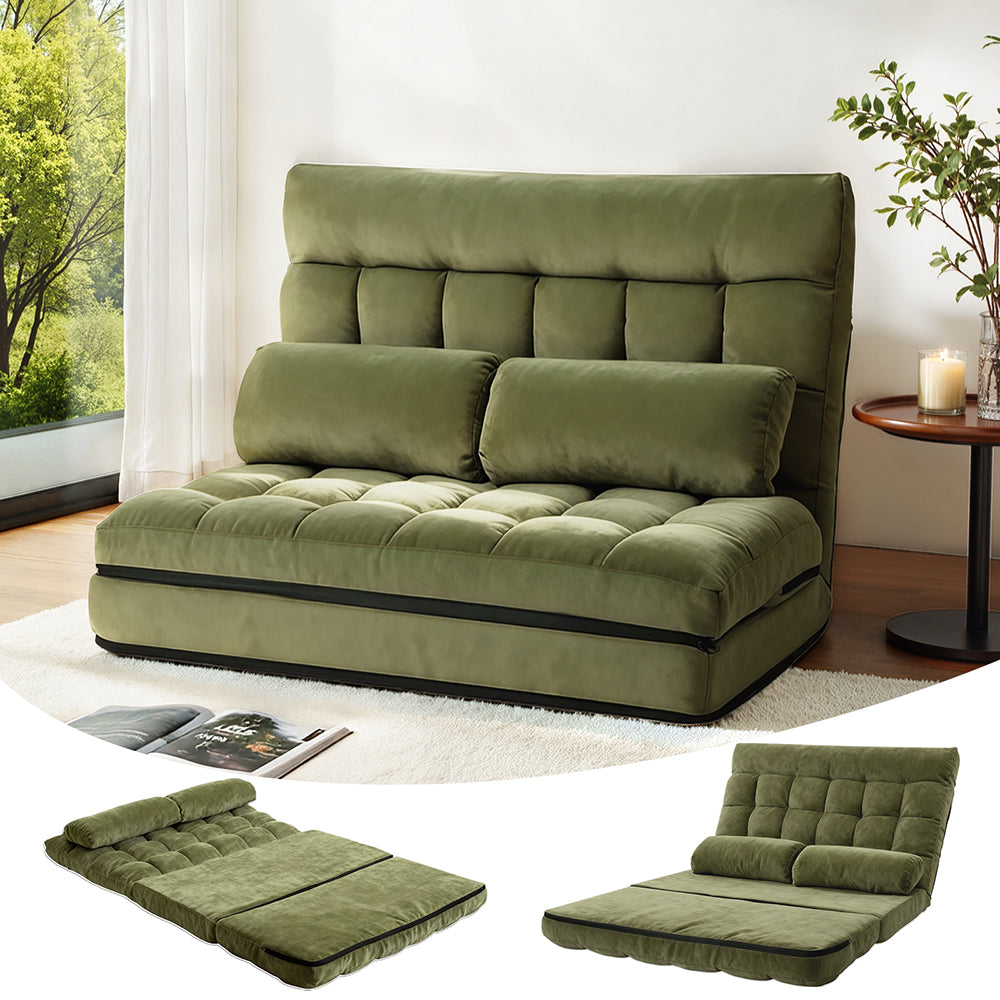 ArtissLounge Sofa Bed 2 seater Green Fabric-0