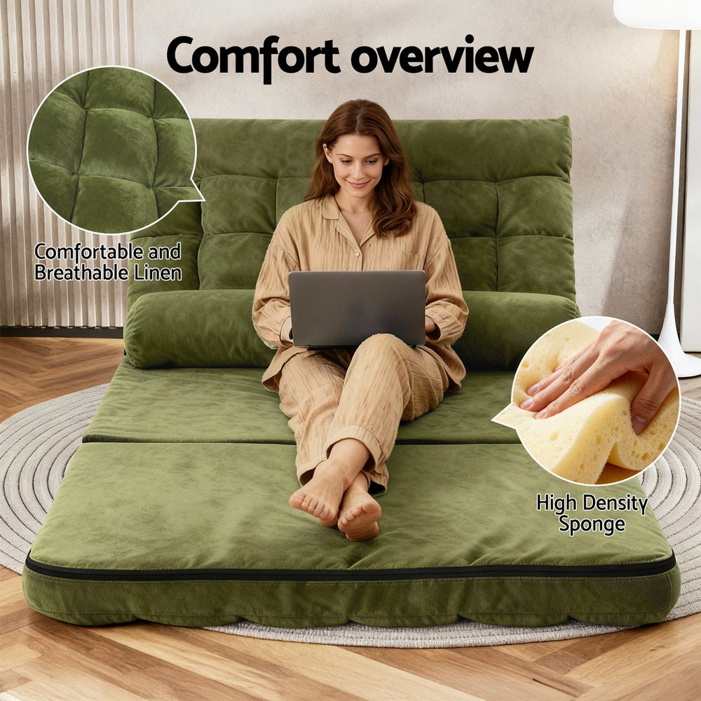 ArtissLounge Sofa Bed 2 seater Green Fabric-3