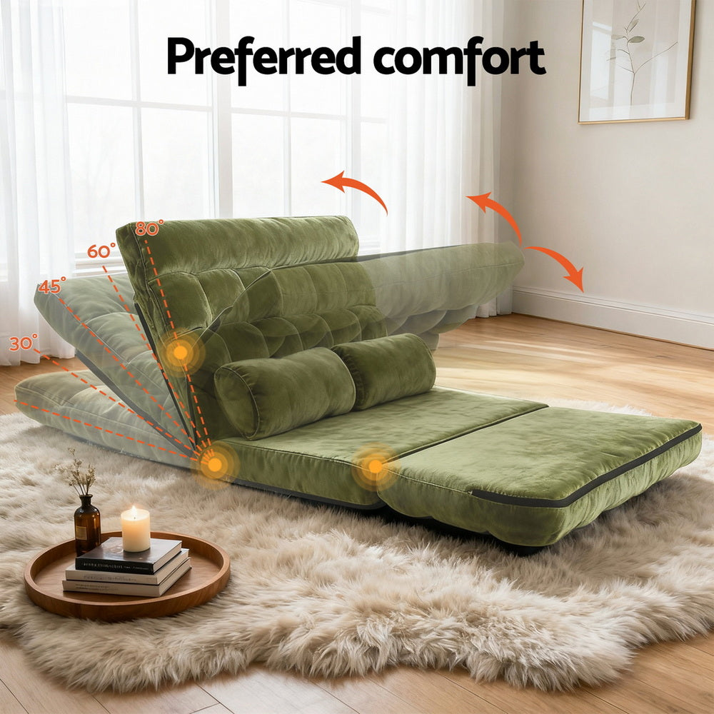 ArtissLounge Sofa Bed 2 seater Green Fabric-4