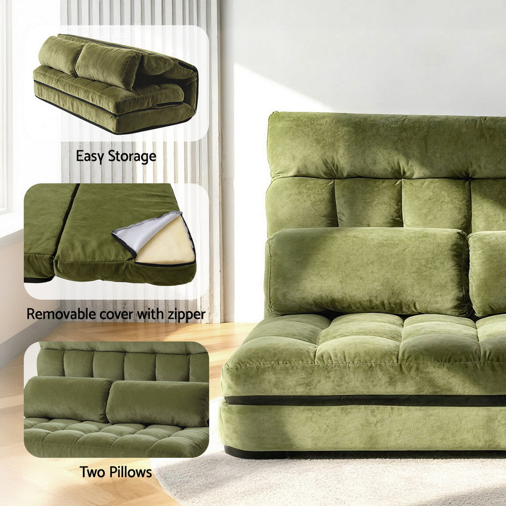 ArtissLounge Sofa Bed 2 seater Green Fabric-5