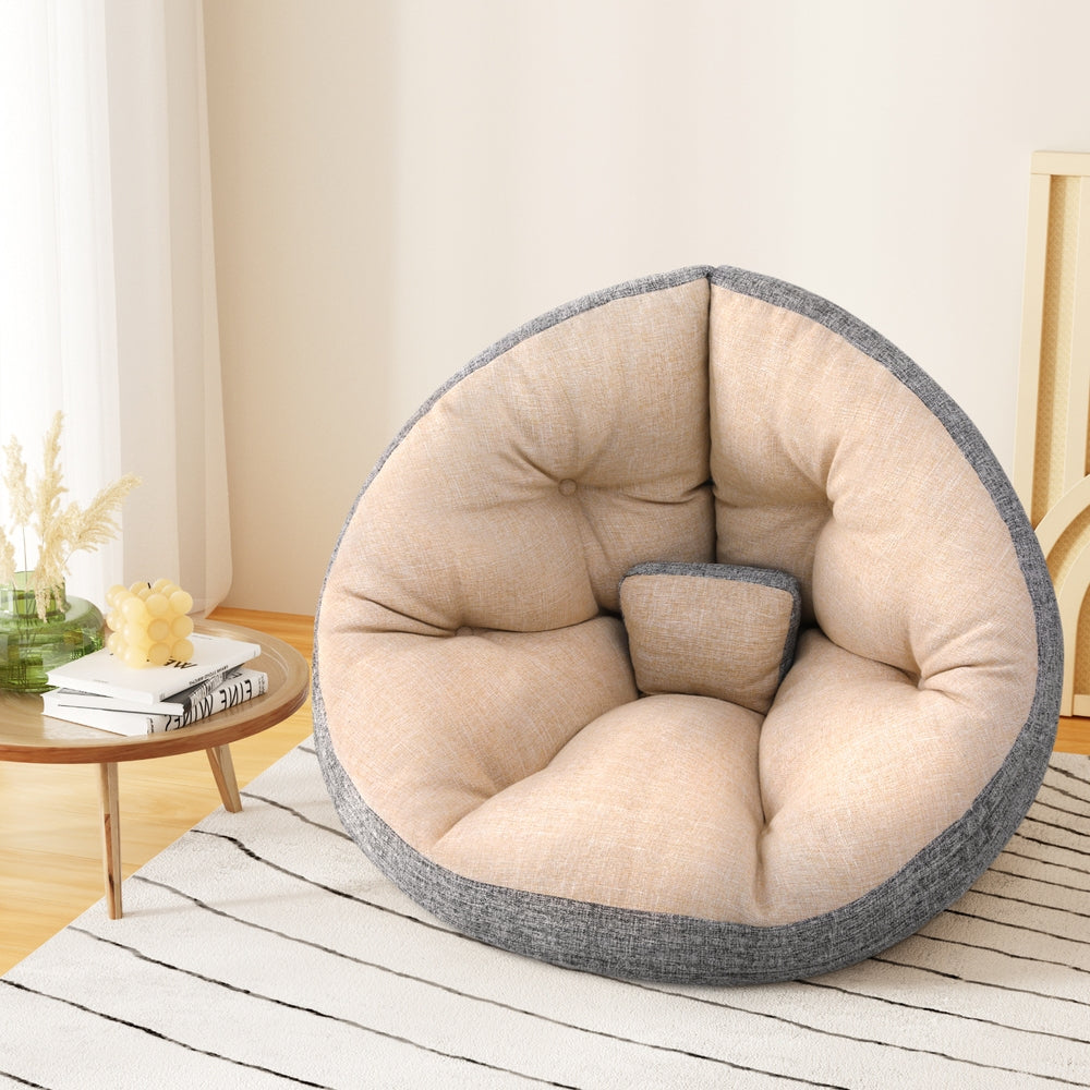 Artiss Floor Lounge Sofa Bed Chair Foldable Washable Beige-6