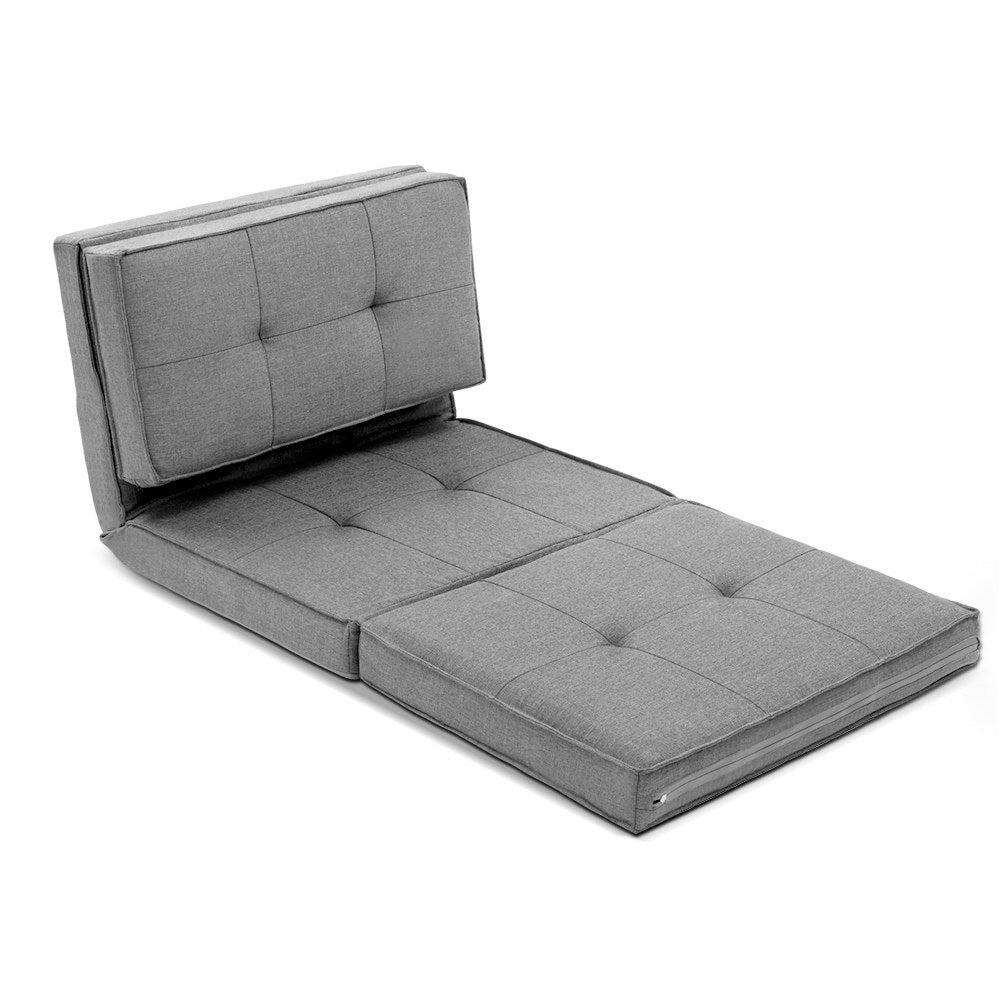 Artiss Floor Lounge Single Sofa Bed Grey Fabric-0