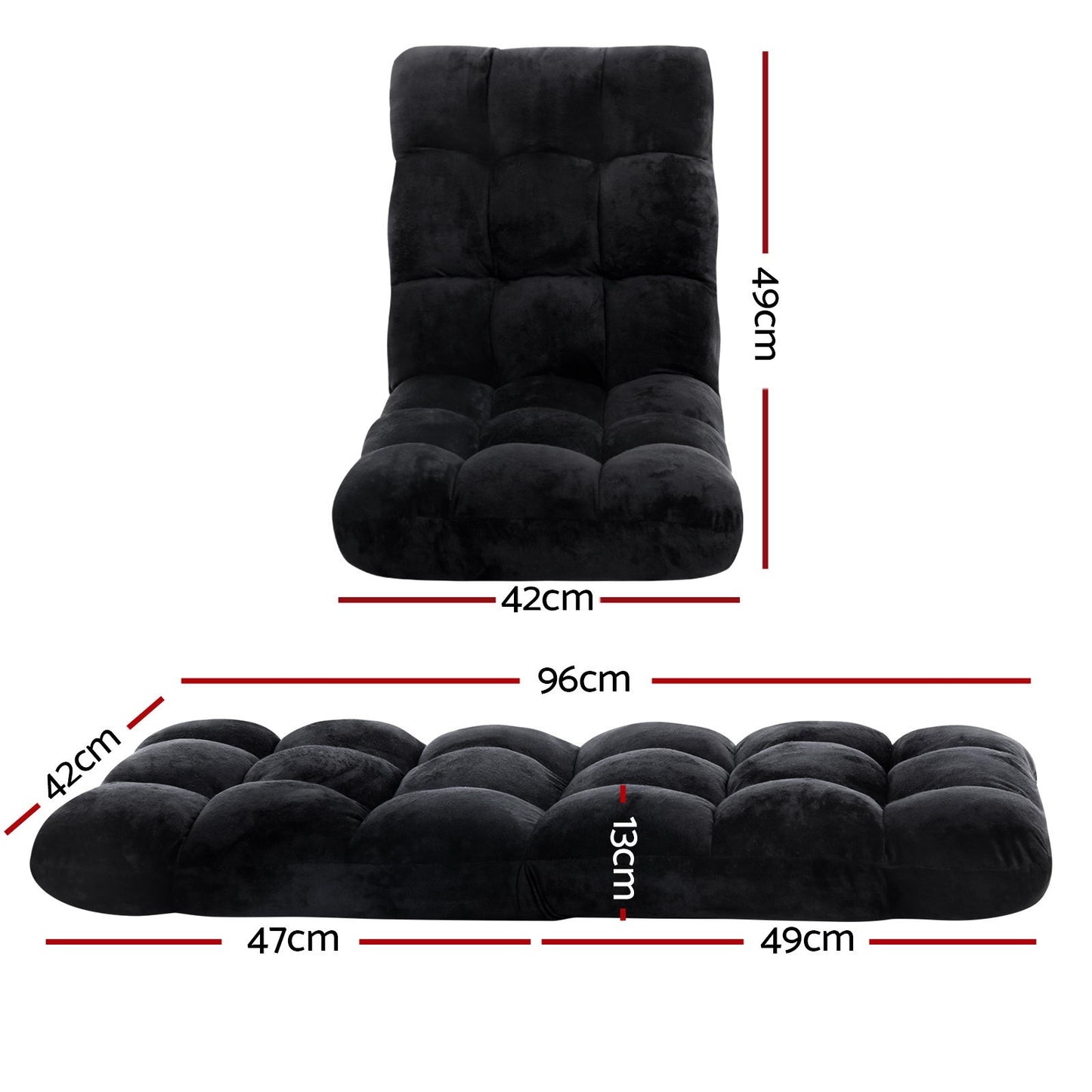 Artiss 4X Lounge Sofa Bed Flannel Fabric Black-1