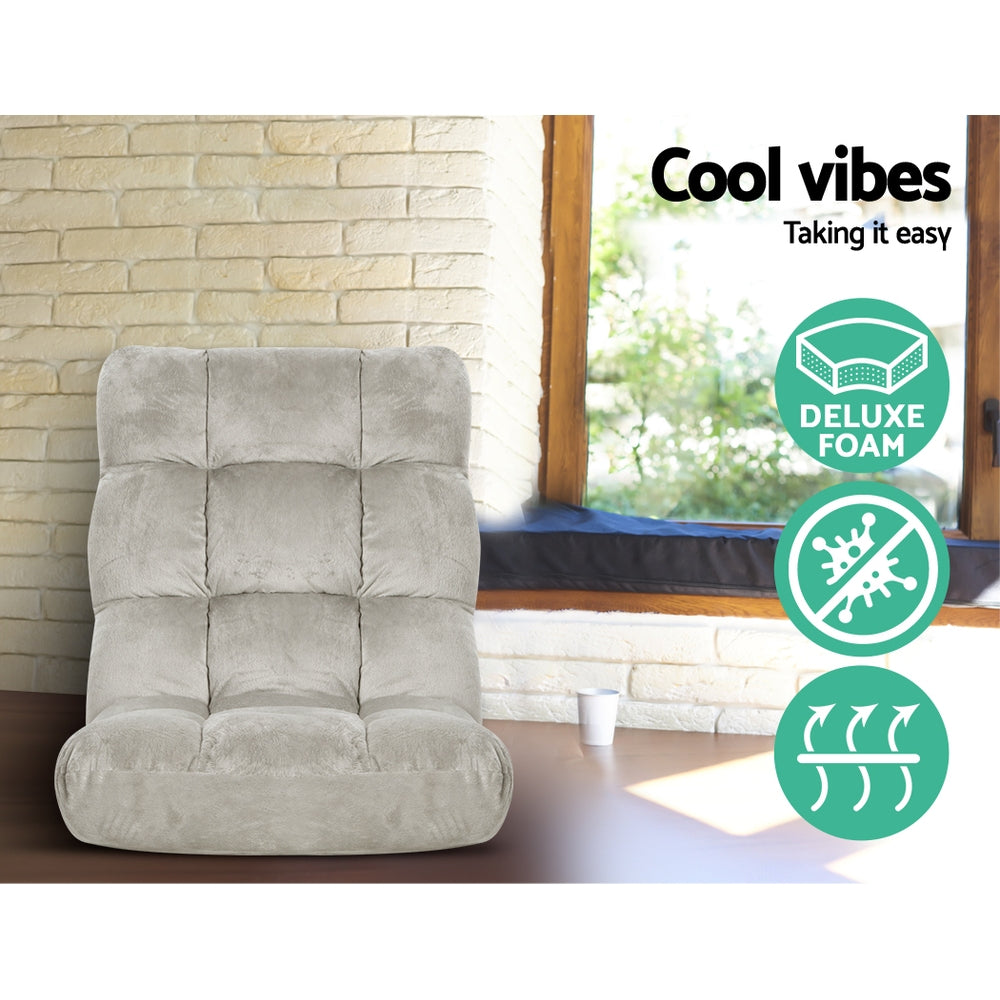 Artiss 2X Lounge Sofa Bed Flannel Fabric Grey-3