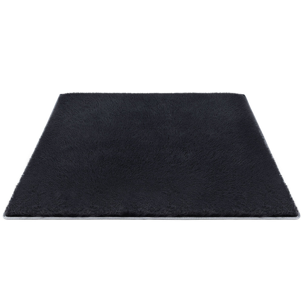 Artiss Floor Rug 160x230cm Plush Area Shaggy Rug Living Room Bedroom Carpet Black-0