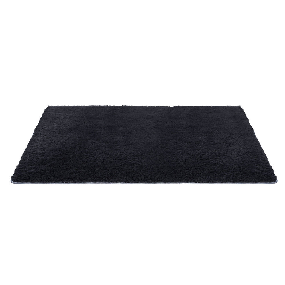 Artiss Floor Rug 160x230cm Plush Area Shaggy Rug Living Room Bedroom Carpet Black-2