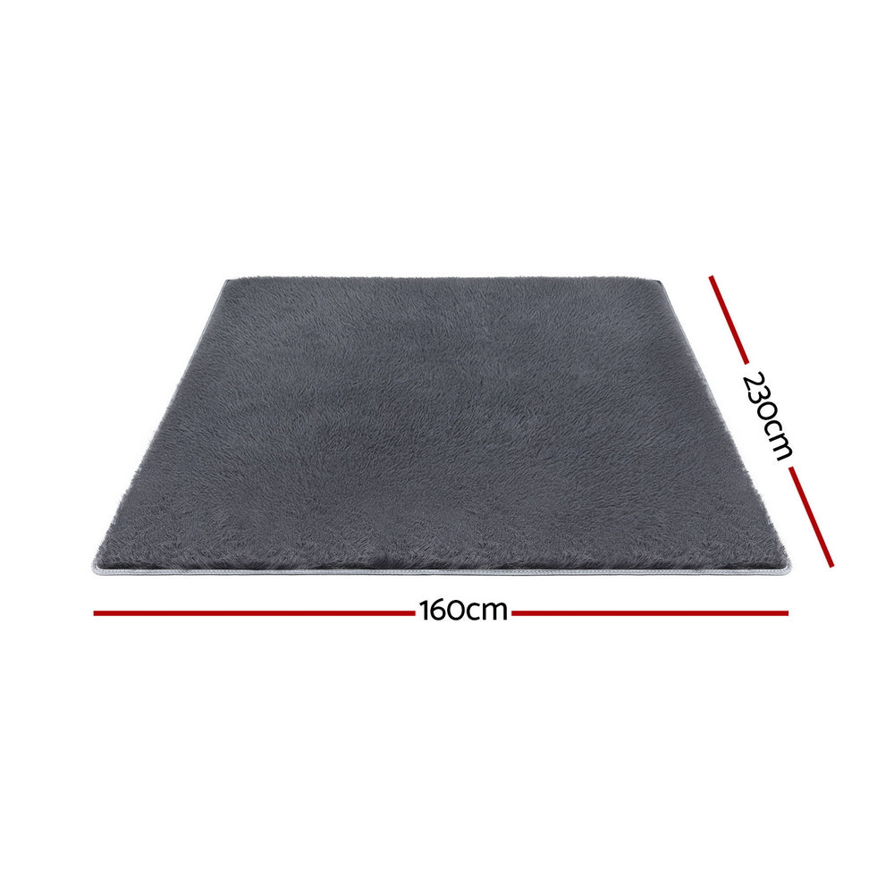 Artiss Floor Rug 160x230cm Plush Area Shaggy Rug Living Room Bedroom Carpet Grey-1