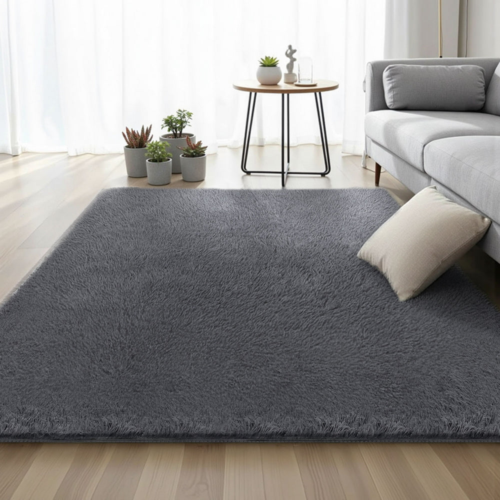 Artiss Floor Rug 160x230cm Plush Area Shaggy Rug Living Room Bedroom Carpet Grey-6