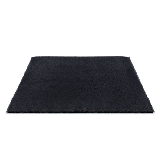 Artiss Floor Rug 200x230cm Plush Area Shaggy Rug Living Room Bedroom Carpet Black-0