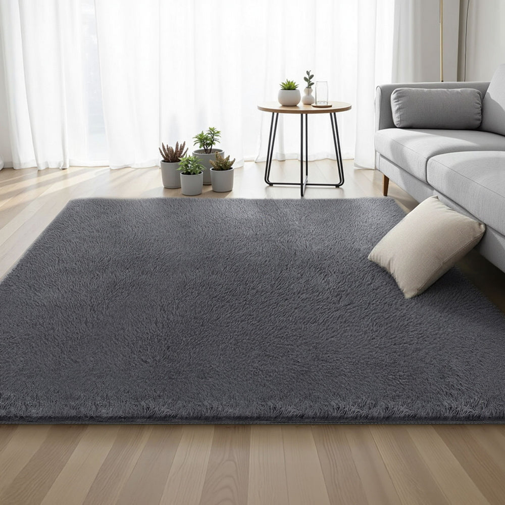Artiss Floor Rug 200x230cm Plush Area Shaggy Rug Living Room Bedroom Carpet Grey-6