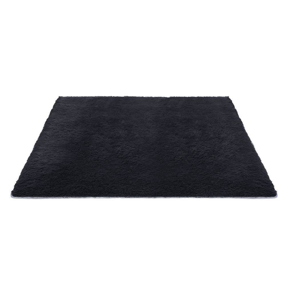 Artiss Floor Rug 200x290cm Plush Area Shaggy Rug Living Room Bedroom Carpet Black-2