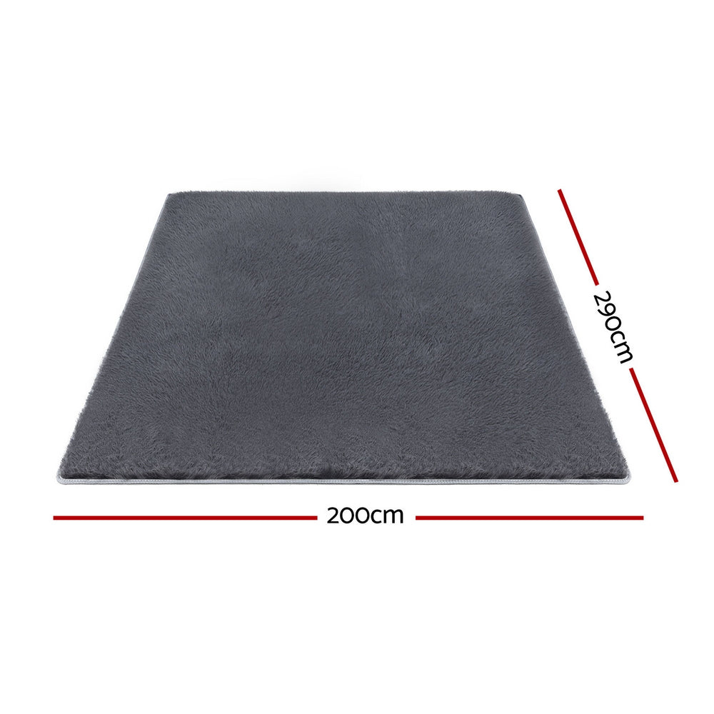 Artiss Floor Rug 200x290cm Plush Area Shaggy Rug Living Room Bedroom Carpet Grey-1
