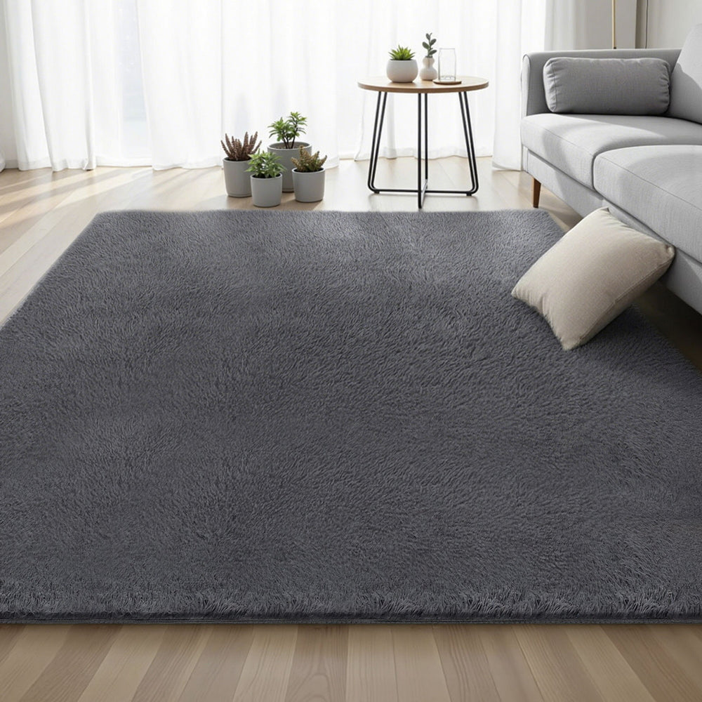 Artiss Floor Rug 200x290cm Plush Area Shaggy Rug Living Room Bedroom Carpet Grey-6