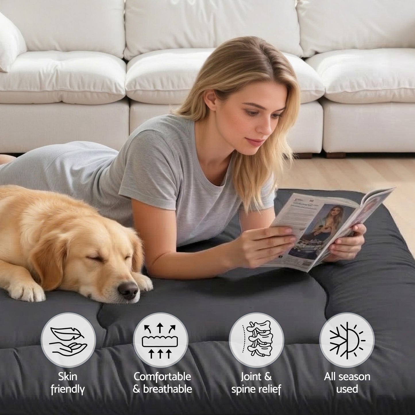 Giselle Bedding 10cm Japanese Floor Mattress Foldable Futon Mattress Washable Cover Straps