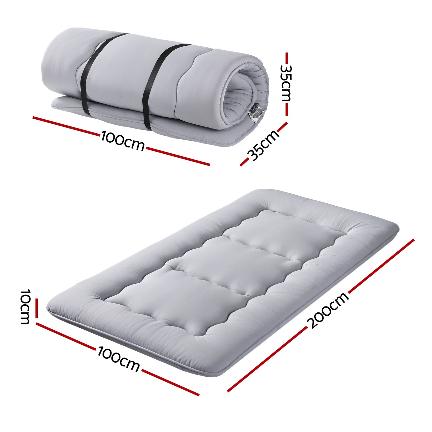 Giselle Bedding 10cm Japanese Floor Mattress Foldable Futon Mattress Washable Cover Straps