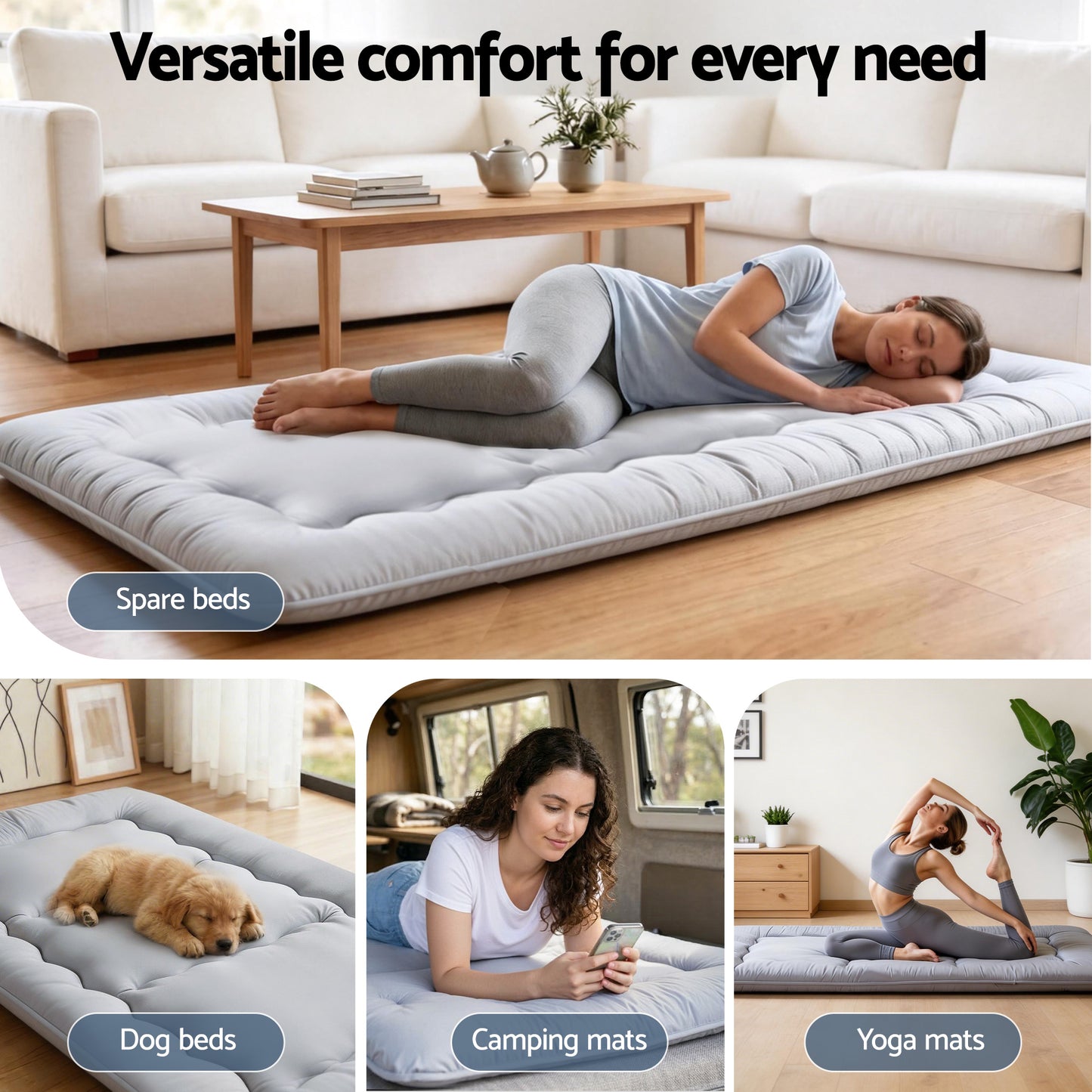 Giselle Bedding 10cm Japanese Floor Mattress Foldable Futon Mattress Washable Cover Straps