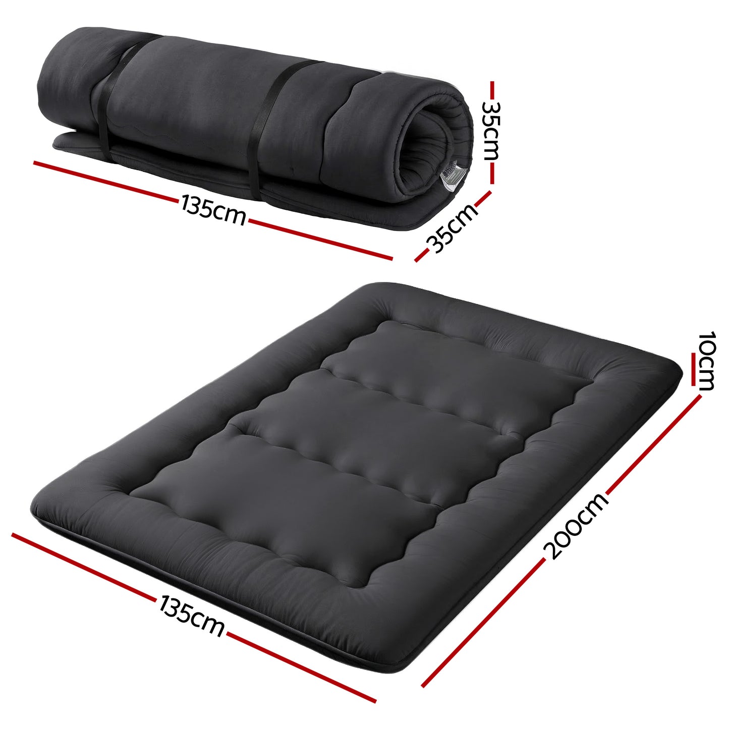 Giselle Bedding 10cm Japanese Floor Mattress Foldable Futon Mattress Washable Cover Straps