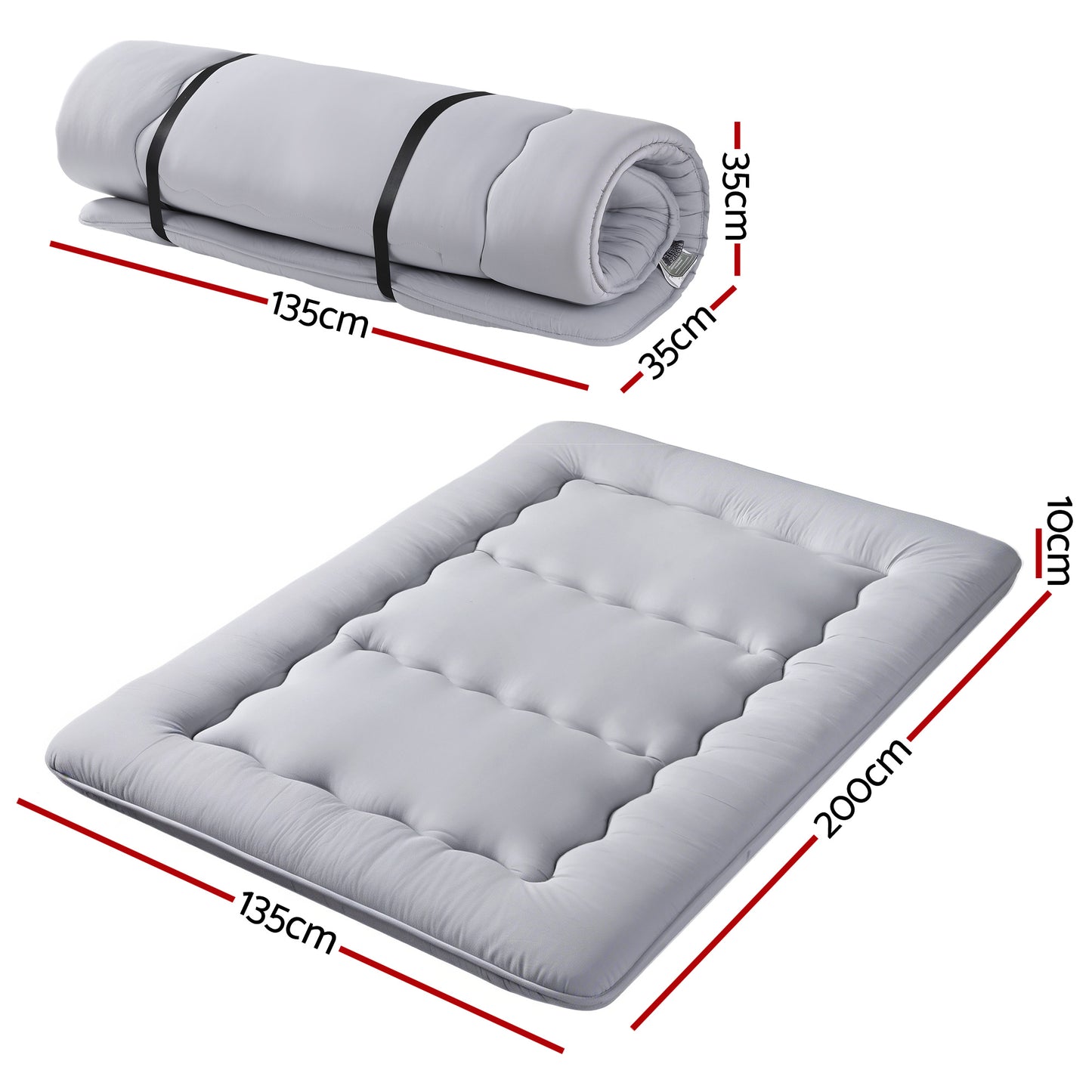 Giselle Bedding 10cm Japanese Floor Mattress Foldable Futon Mattress Washable Cover Straps