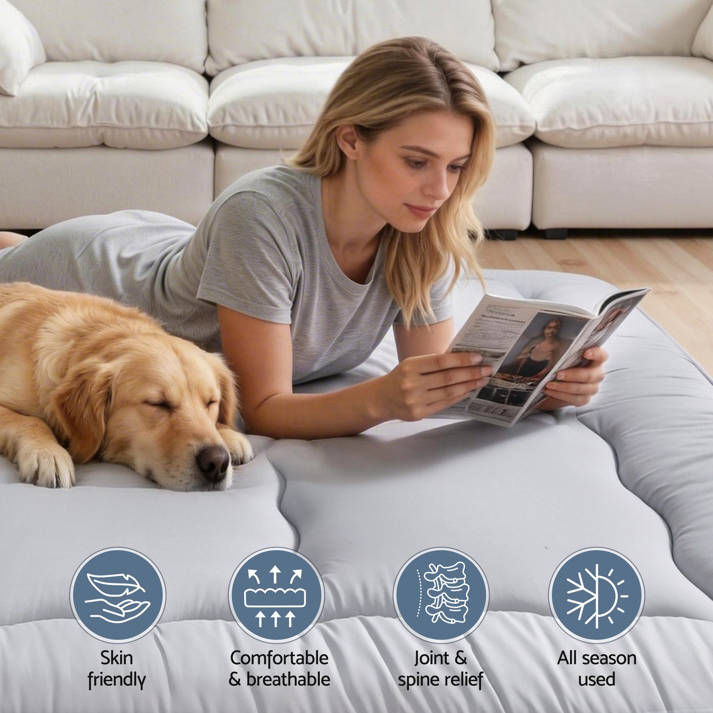 Giselle Bedding 10cm Japanese Floor Mattress Foldable Futon Mattress Washable Cover Straps