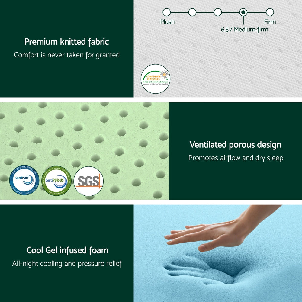 Giselle 20cm Memory Foam Mattress Green Tea Single-4