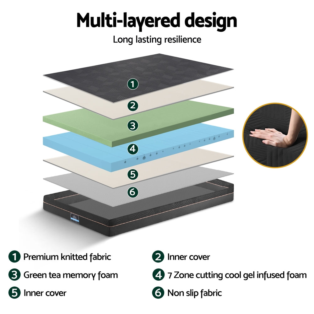 Giselle 18cm Memory Foam Mattress Green Tea Foam Cool Gel Foam Mattresses Single-4